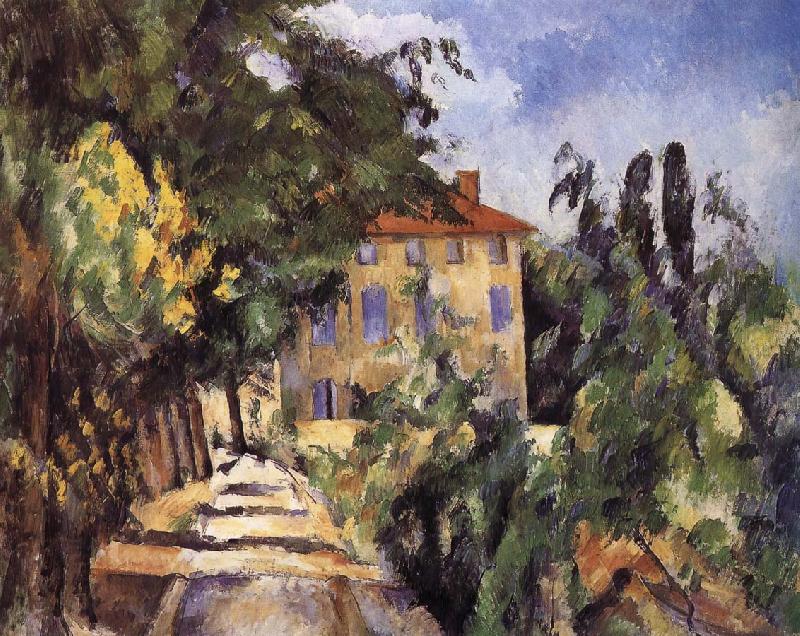 Paul Cezanne red roof houses oil painting picture